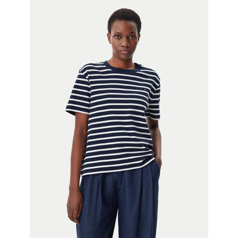 T-shirt rayé relax modern bleu marine femme - Tommy Hilfiger