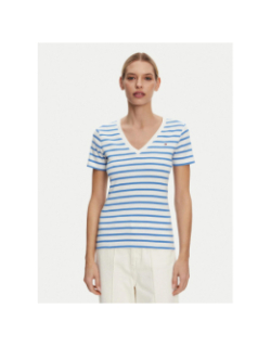 T-shirt rayé col v slim cody bleu femme - Tommy Hilfiger
