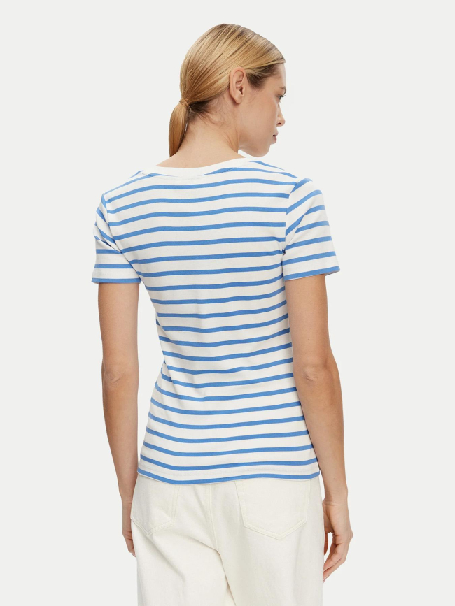 T-shirt rayé col v slim cody bleu femme - Tommy Hilfiger