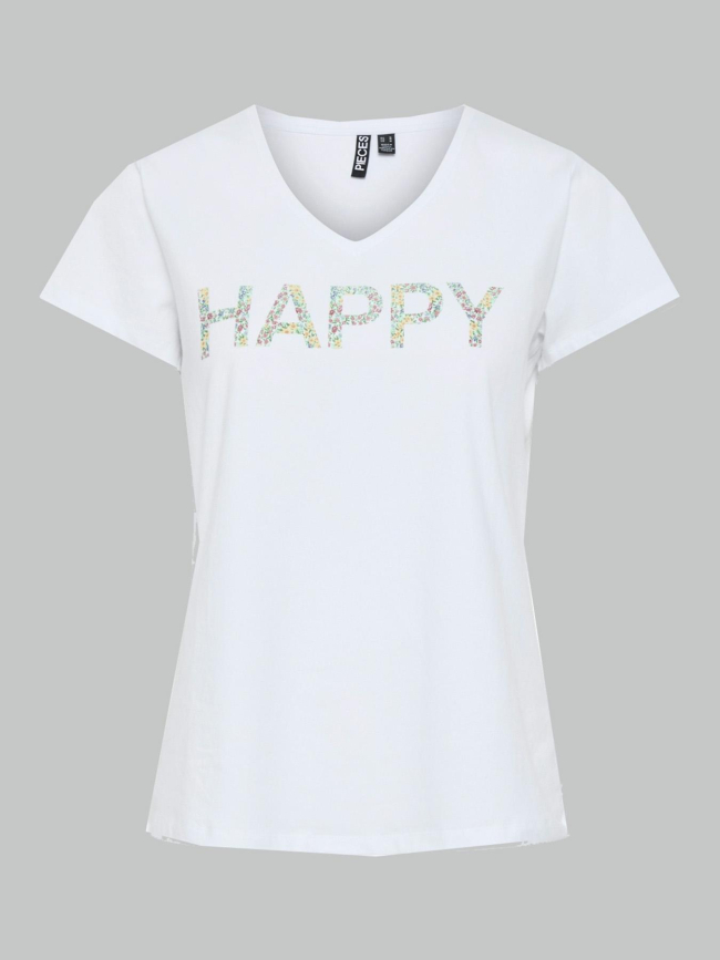 T-shirt col v erima blanc femme - Pieces