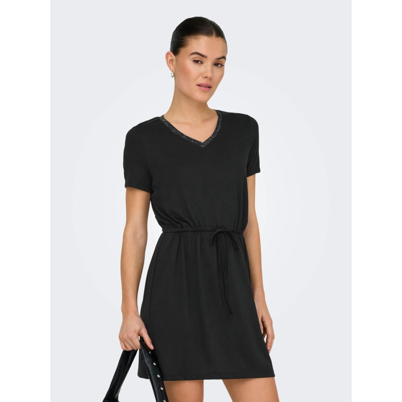 Robe col v pailleté dalila noir femme - Jdy