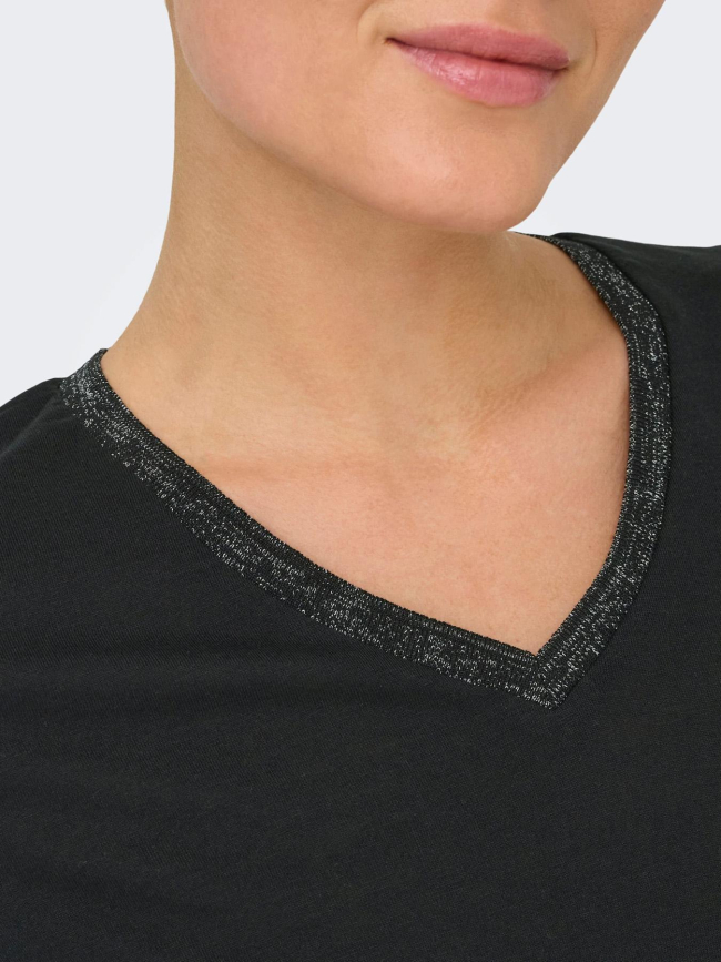 Robe col v pailleté dalila noir femme - Jdy