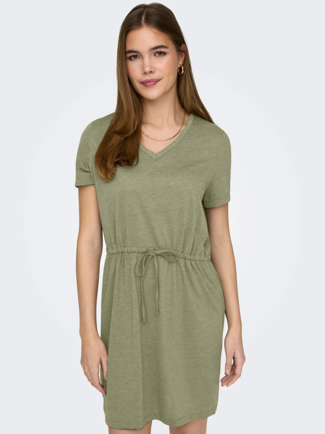 Robe col v pailleté dalila kaki femme - Jdy