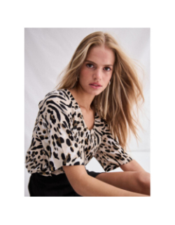 T-shirt imprimé marrakech beige noir femme - Ichi