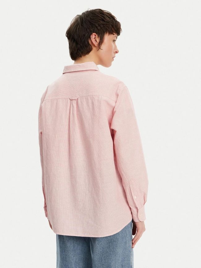 Chemise rayée relax en lin rouge femme - Tommy Jeans