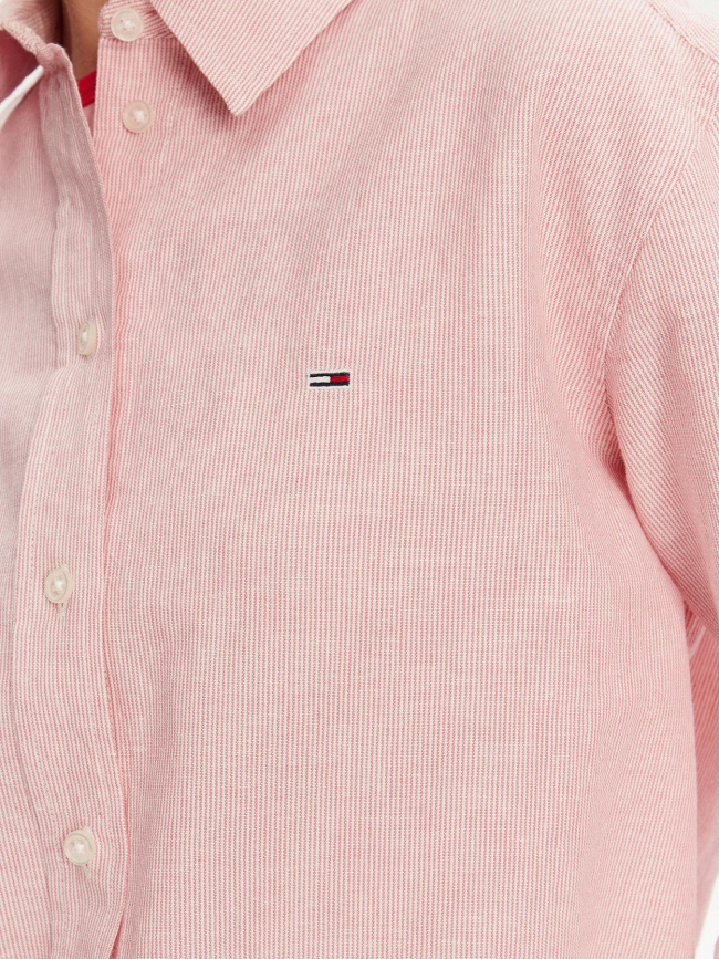 Chemise rayée relax en lin rouge femme - Tommy Jeans