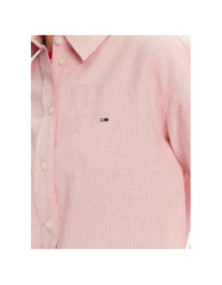 Chemise rayée relax en lin rouge femme - Tommy Jeans