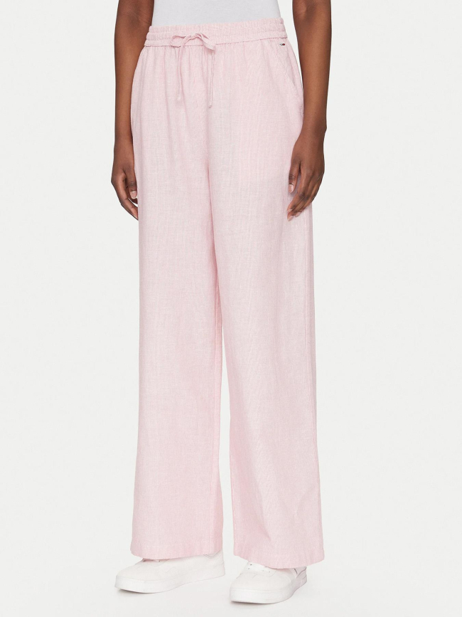 Pantalon rayé en lin rouge femme - Tommy Jeans