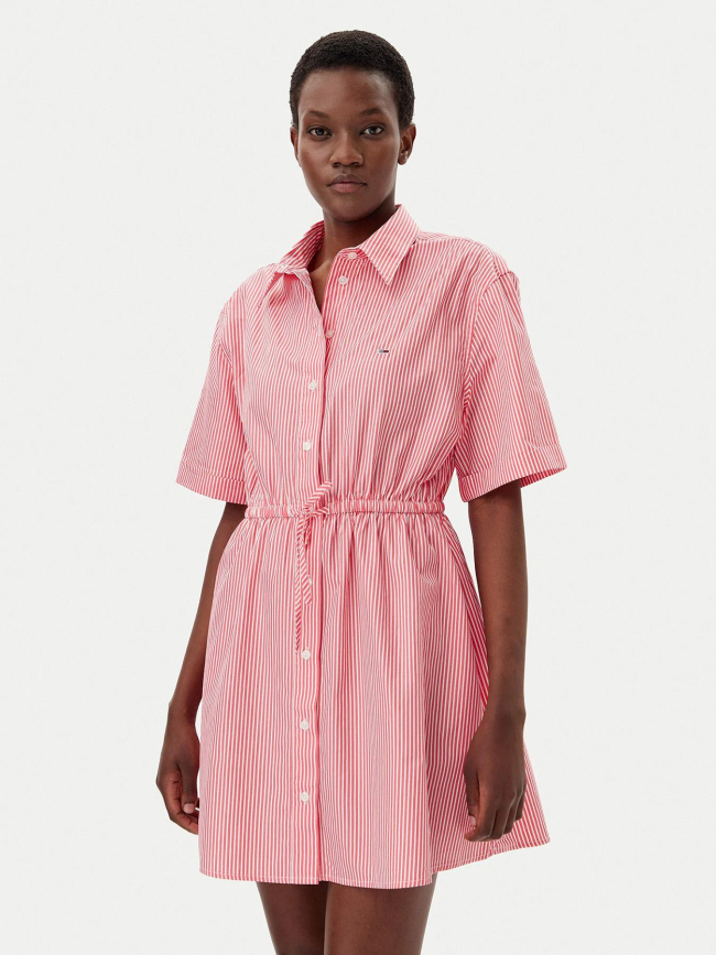 Robe chemise rayée rouge femme - Tommy Jeans