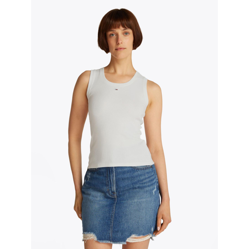 Débardeur côtelé essential rib blanc femme - Tommy Jeans