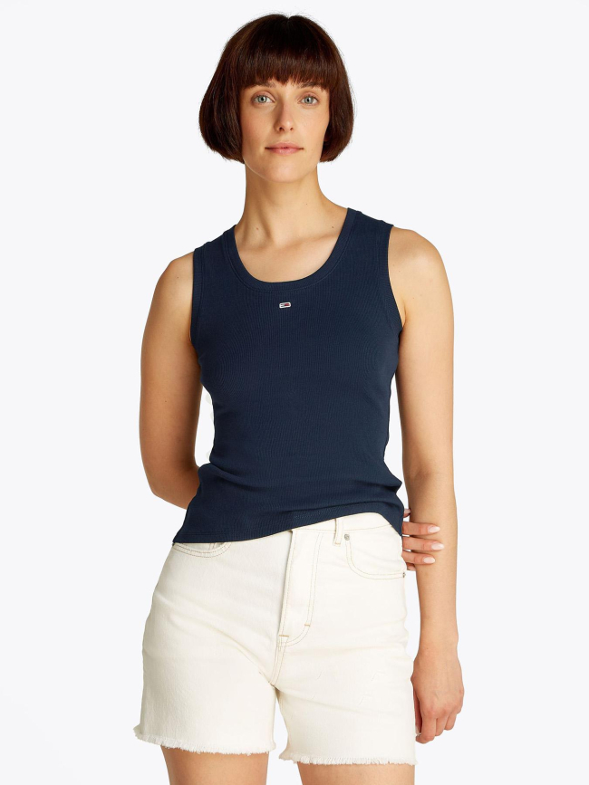Débardeur côtelé essential rib bleu marine femme - Tommy Jeans