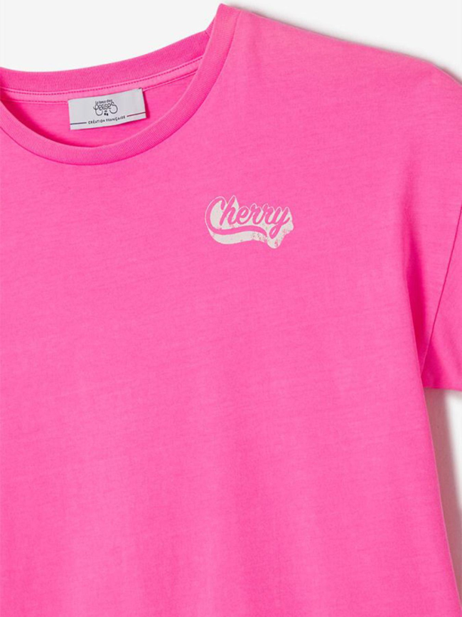 T-shirt coupe ample anatagi rose fluo fille - Le Temps Des Cerises