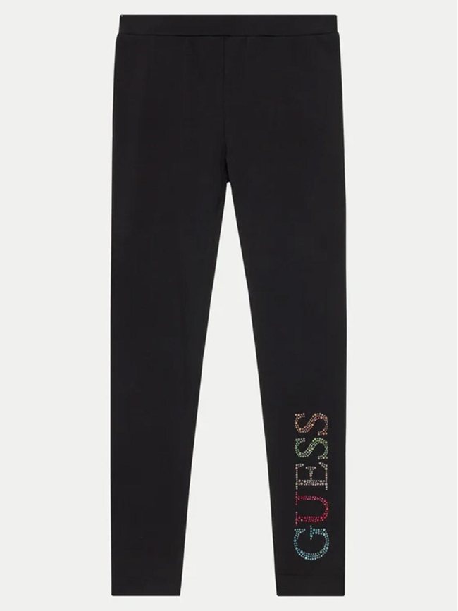 Legging à logo latéral strass colorés noir fille - Guess