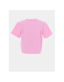 T-shirt à logo triangle broderie sequins rose fille - Guess