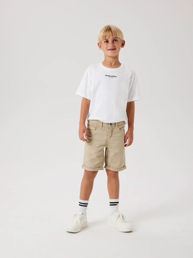 Short slim nkmsilas isak beige homme - Name It