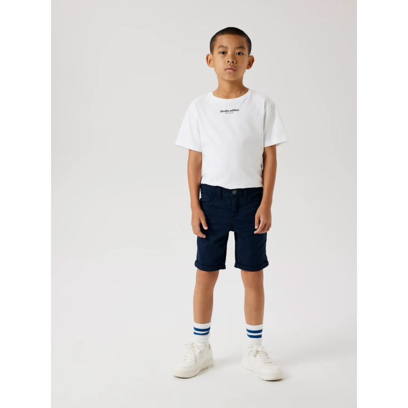 Short slim nkmsilas isak bleu marine garçon - Name It