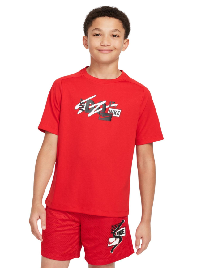 T-shirt de sport dri-fit logo rouge garçon - Nike