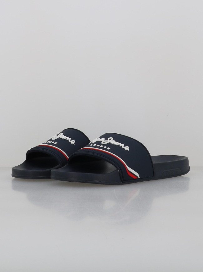 Claquettes slider origin bleu marine homme - Pepe Jeans