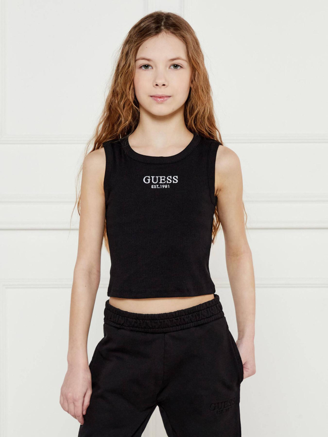 Débardeur crop midi noir fille - Guess