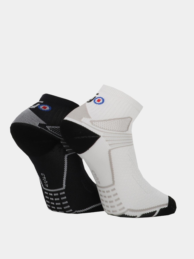 Pack de 2 paires de socquettes basic run noir et blanc adulte - Thyo