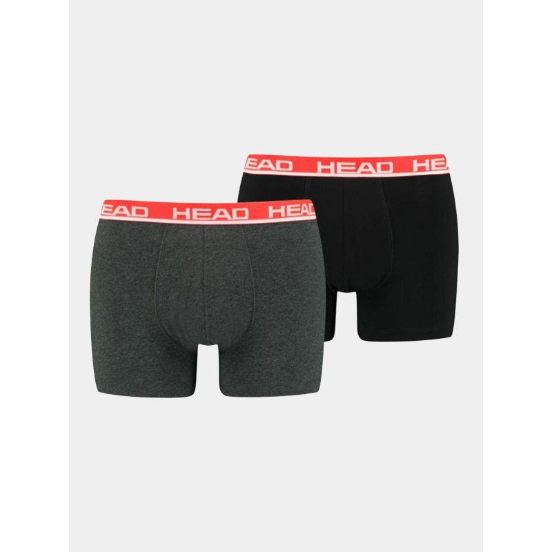 Pack de 2 boxers basic anthracite noir rouge homme - Head