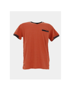 T-shirt à col en v jacquard marron homme - Rms 26