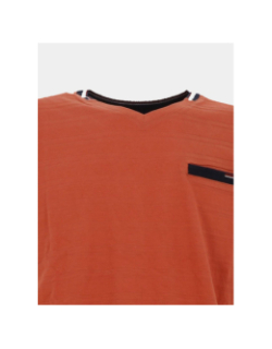 T-shirt à col en v jacquard marron homme - Rms 26