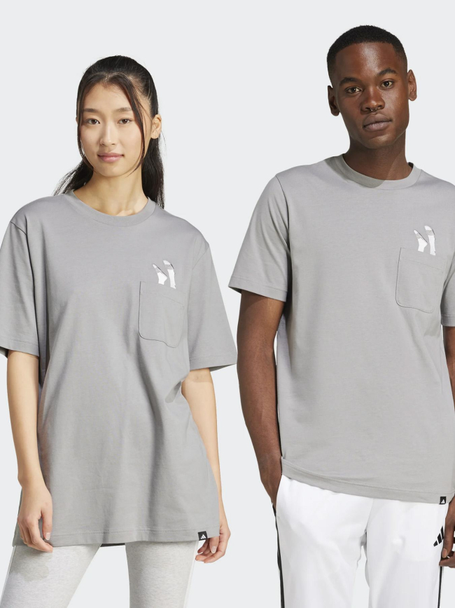 T-shirt à manches courtes slide gris adulte - Adidas