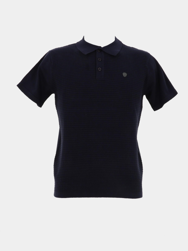 Polo en maille texturé bleu marine homme - Rms 26