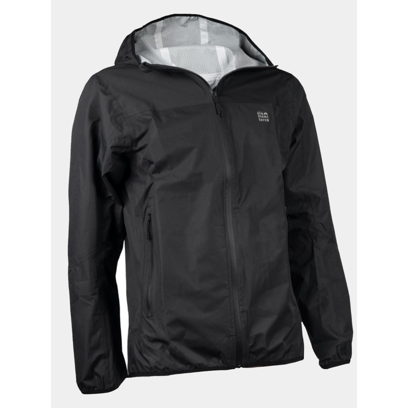 Veste technique imperméable à capuche noir homme - Elémentaire