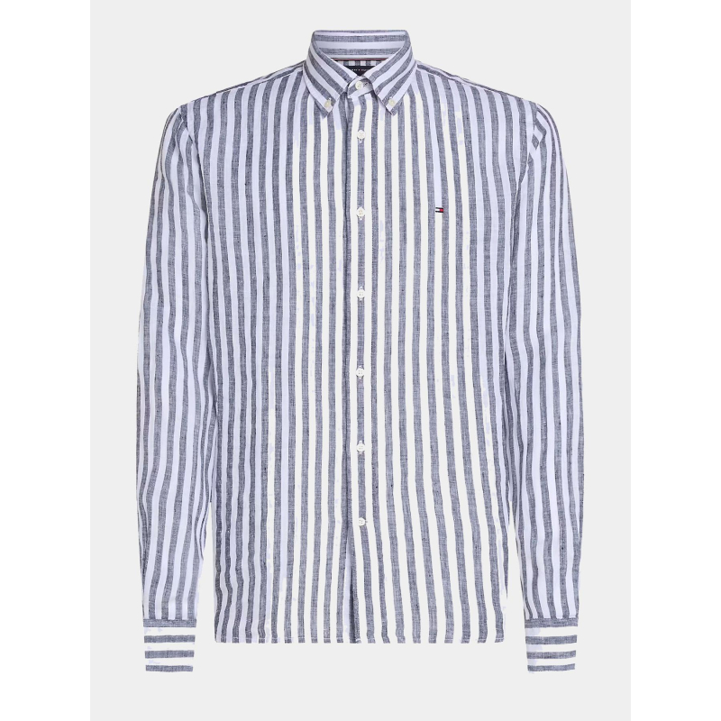 Chemise en lin rayée bleu homme - Tommy Hilfiger