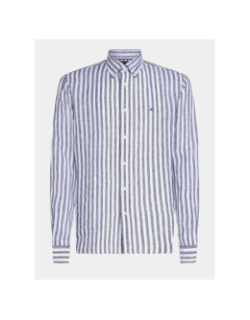 Chemise en lin rayée bleu homme - Tommy Hilfiger