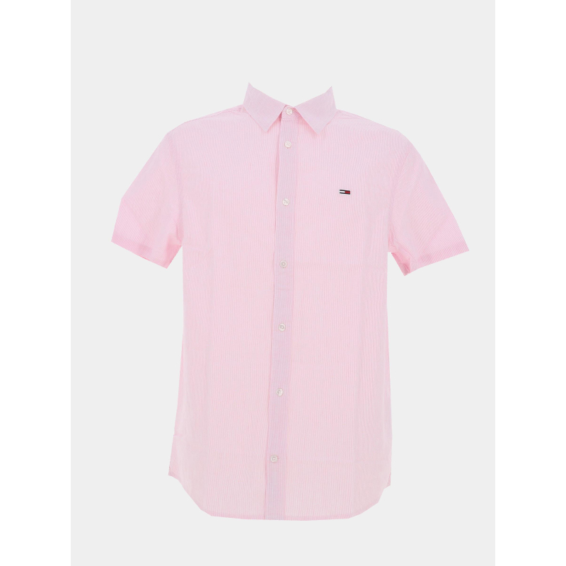 Chemise rayée en lin regular fit rose homme - Tommy Jeans