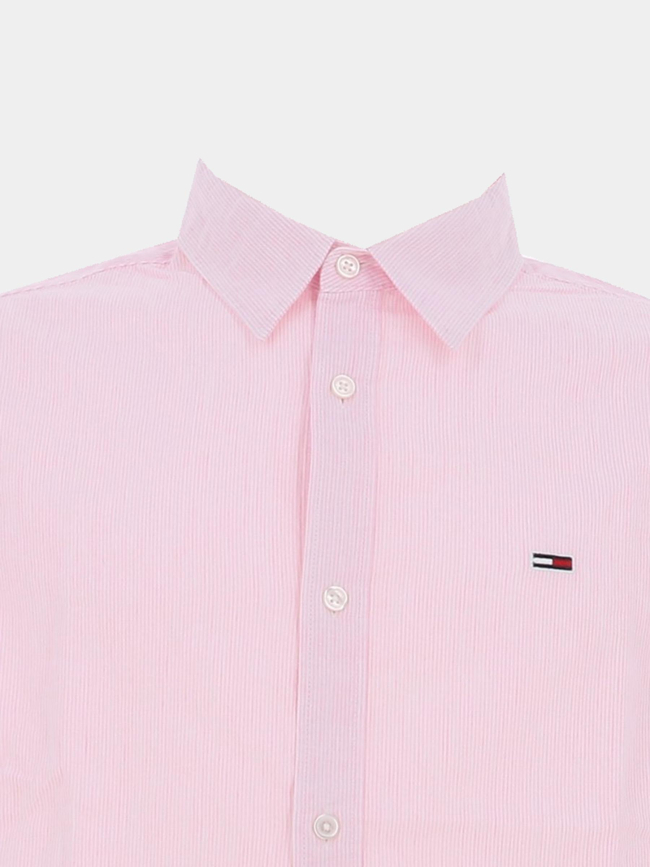 Chemise rayée en lin regular fit rose homme - Tommy Jeans