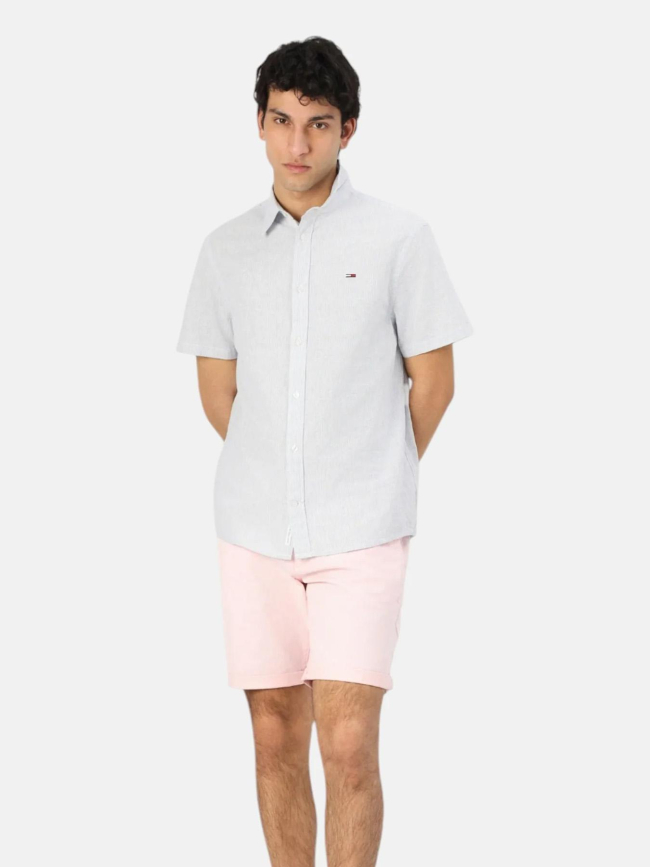 Chemise rayée en lin regular fit bleu homme - Tommy Jeans