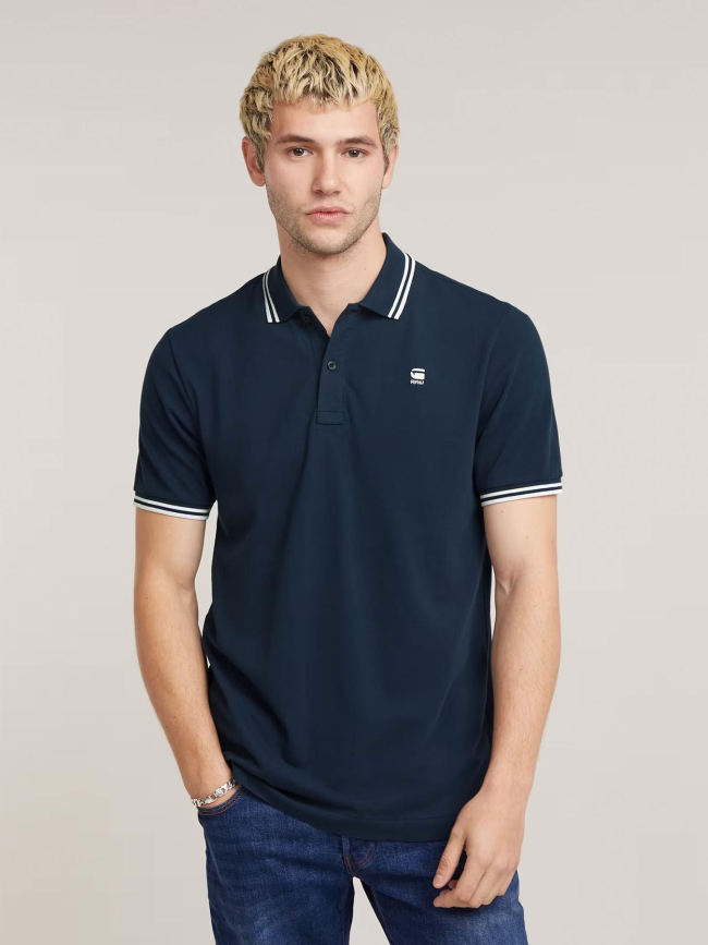 Polo slim à manches courtes dunda bleu marine homme - G Star
