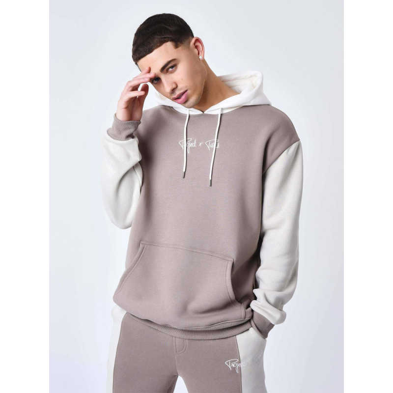 Sweat à capuche colorblock marron homme - Project X Paris