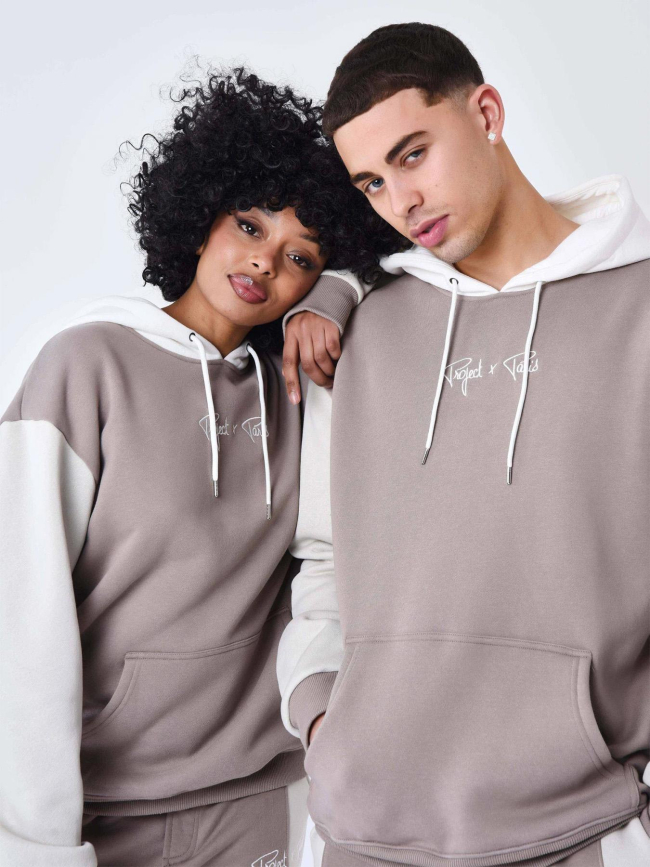 Sweat à capuche colorblock marron homme - Project X Paris
