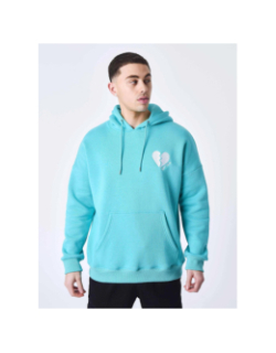 Sweat à capuche cœur brisé bleu turquoise homme - Project X Paris