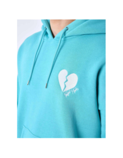 Sweat à capuche cœur brisé bleu turquoise homme - Project X Paris