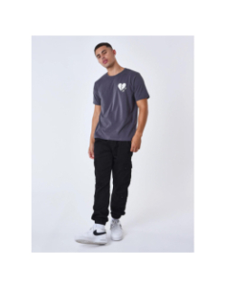 T-shirt cœur brisé brodé gris homme - Project X Paris