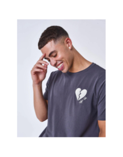 T-shirt cœur brisé brodé gris homme - Project X Paris