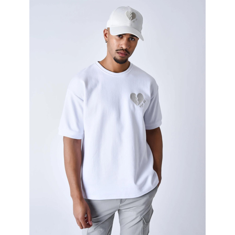 T-shirt cœur brisé brodé blanc homme - Project X Paris