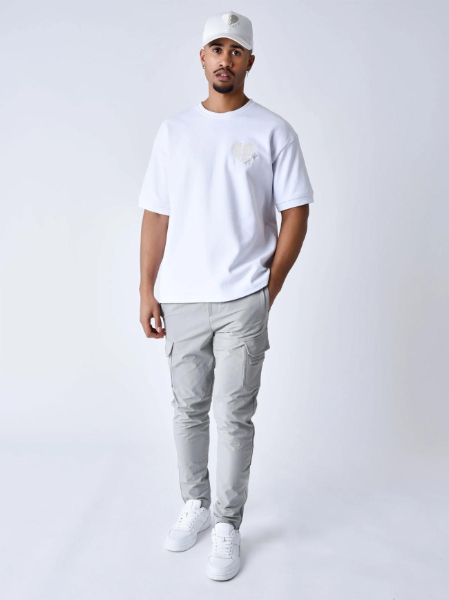 T-shirt cœur brisé brodé blanc homme - Project X Paris