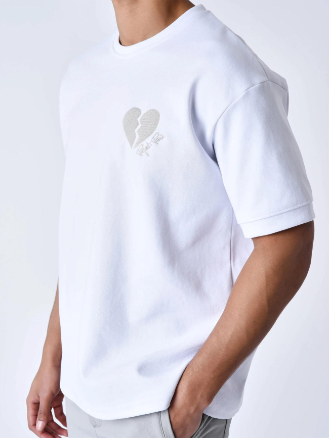 T-shirt cœur brisé brodé blanc homme - Project X Paris