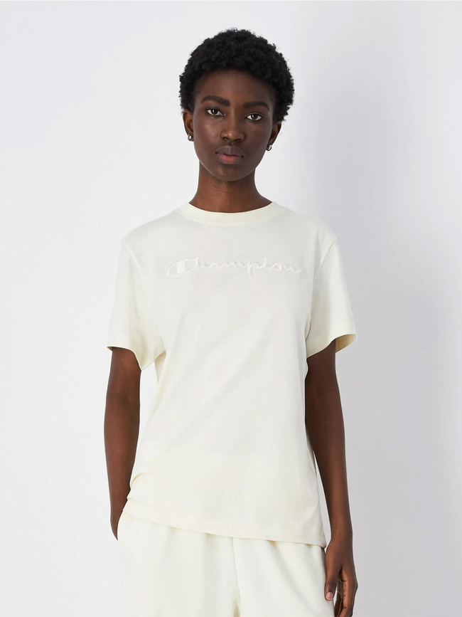 T-shirt logo brodé beige femme - Champion