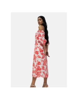 Robe col bardot floral rouge blanc femme - Salsa