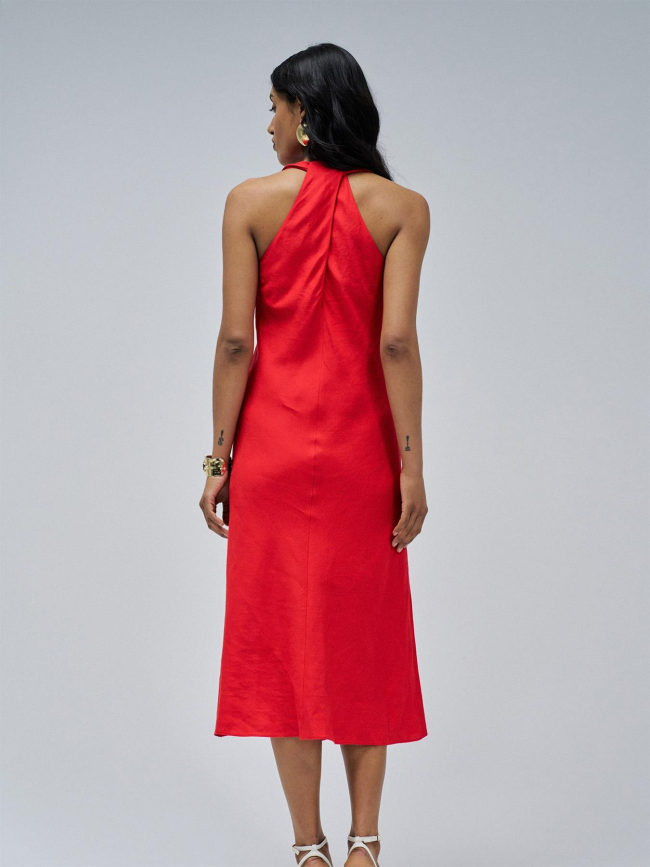 Robe en lin back twiste detail rouge femme - Salsa