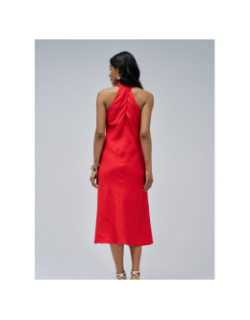 Robe en lin back twiste detail rouge femme - Salsa