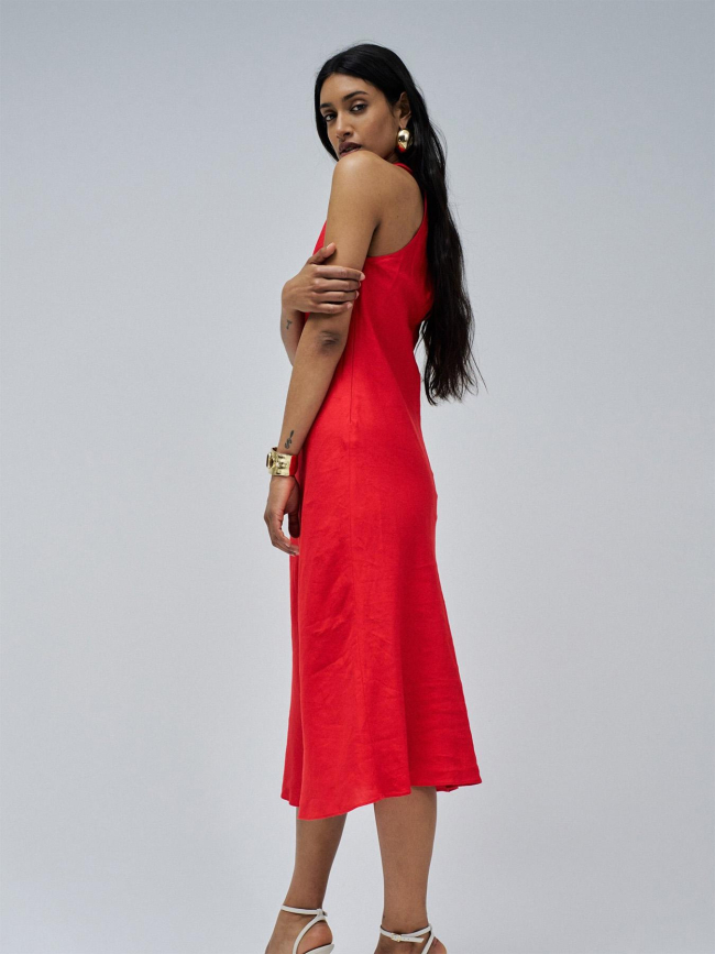 Robe en lin back twiste detail rouge femme - Salsa